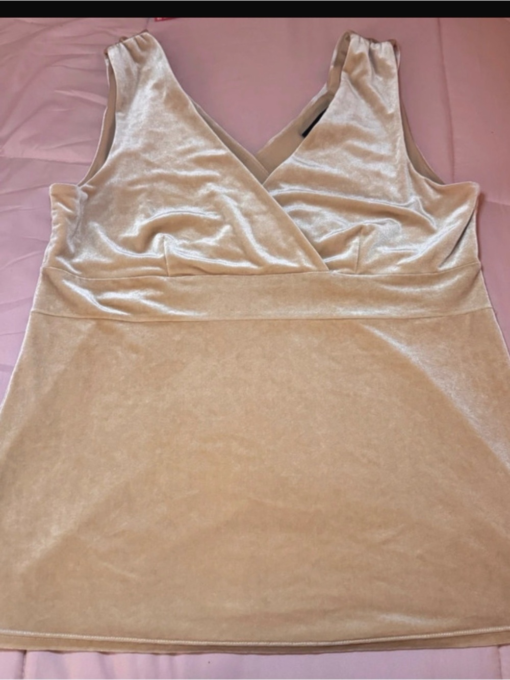 INC International Concepts Velvet Surplice Tank Top - Cream
